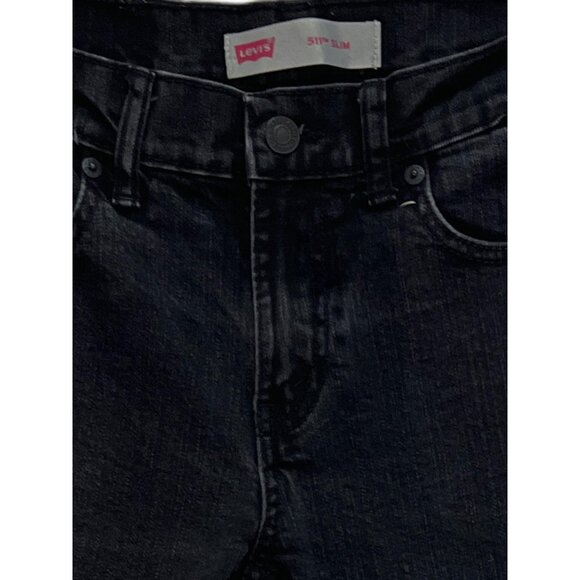 K5044 Levi's 511 Slim Y2K Straight Leg Black Denim Jeans Sz.14 Boys - Picture 3 of 3